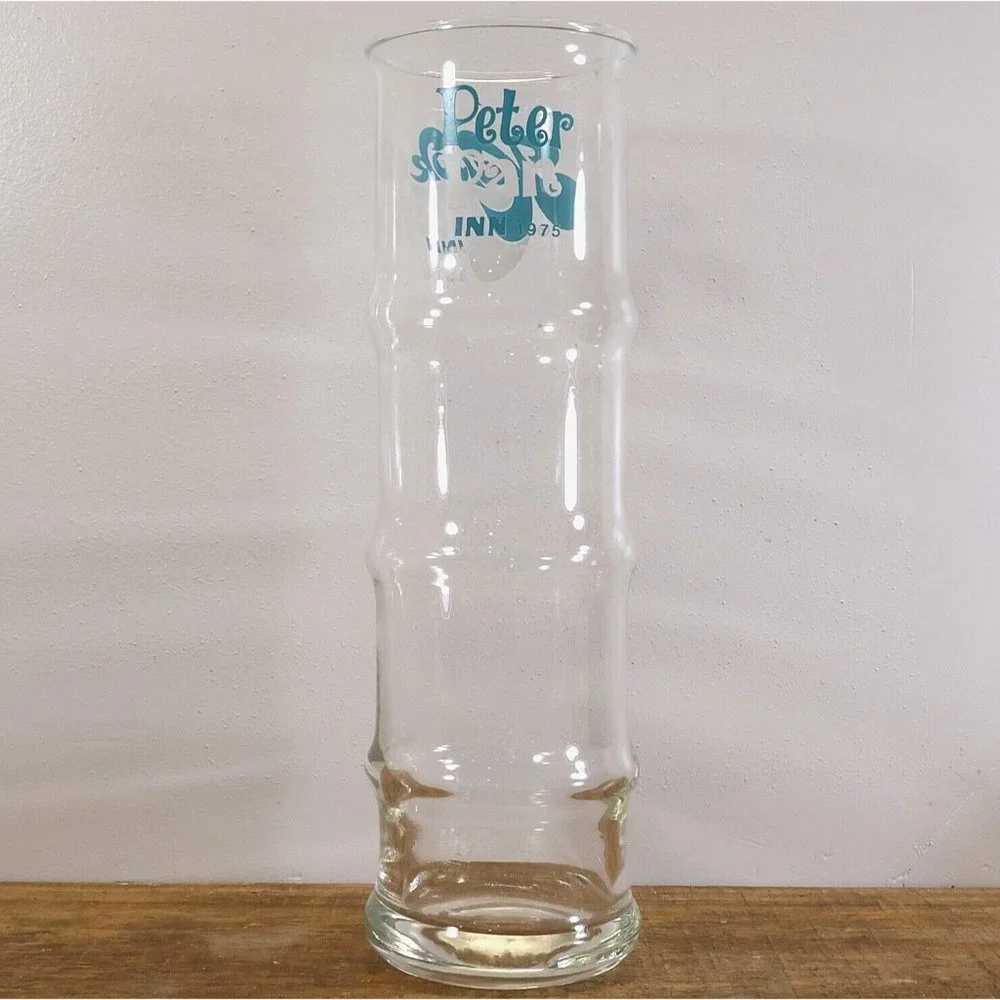 4/$20 1975 Kapok Tree Inn Peter Pan Inn Bamboo Hurricane Glass Urbana Maryland
